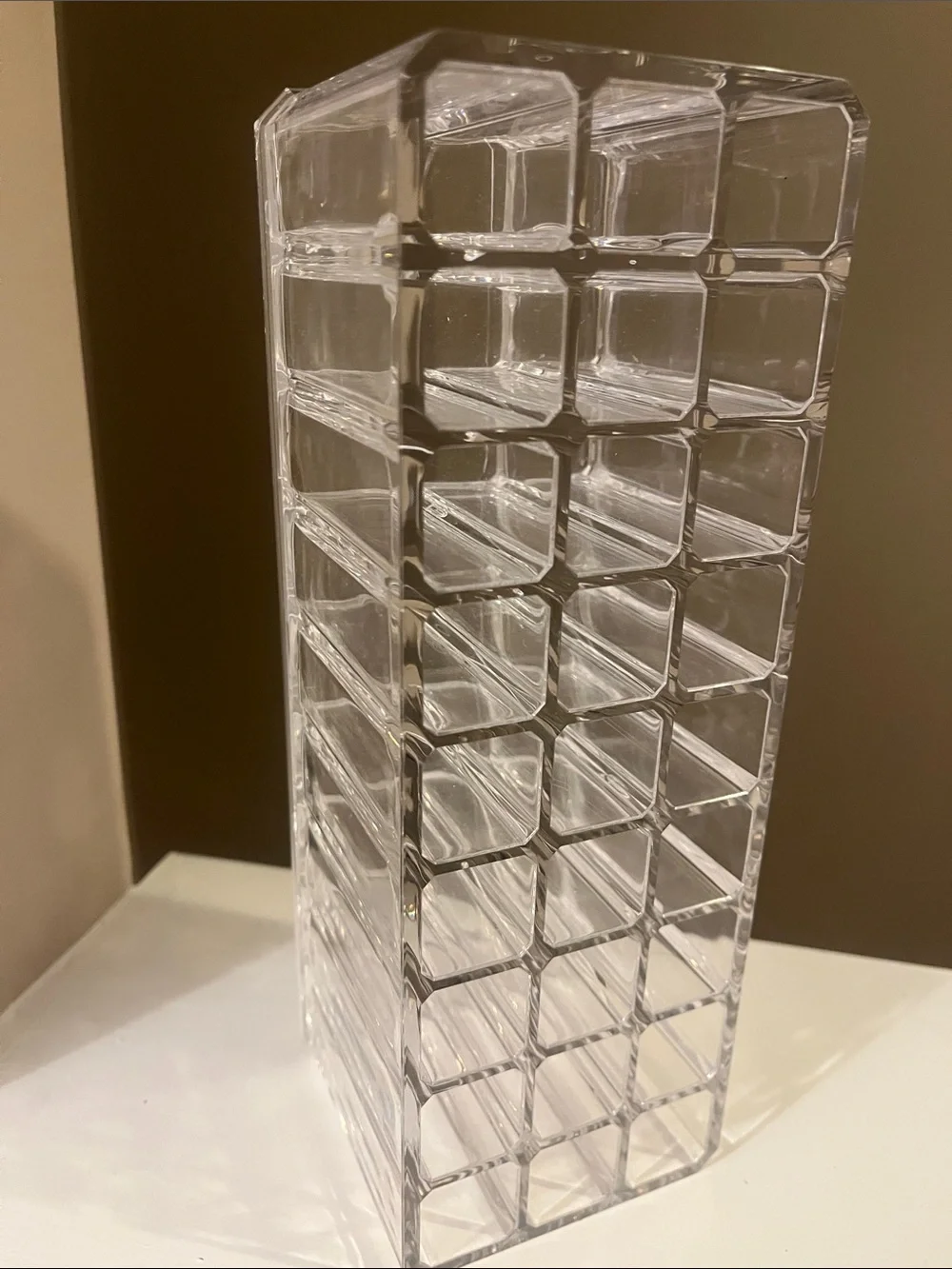 Clear Acrylic Makeup Organizer Tower - 27 Compartment